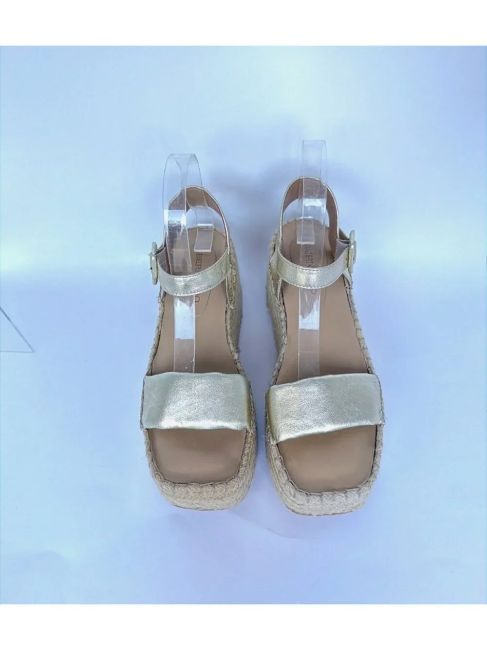 Bernardo Mallorca Espadrilles Gold Leather Platform Sandals Size 8.5